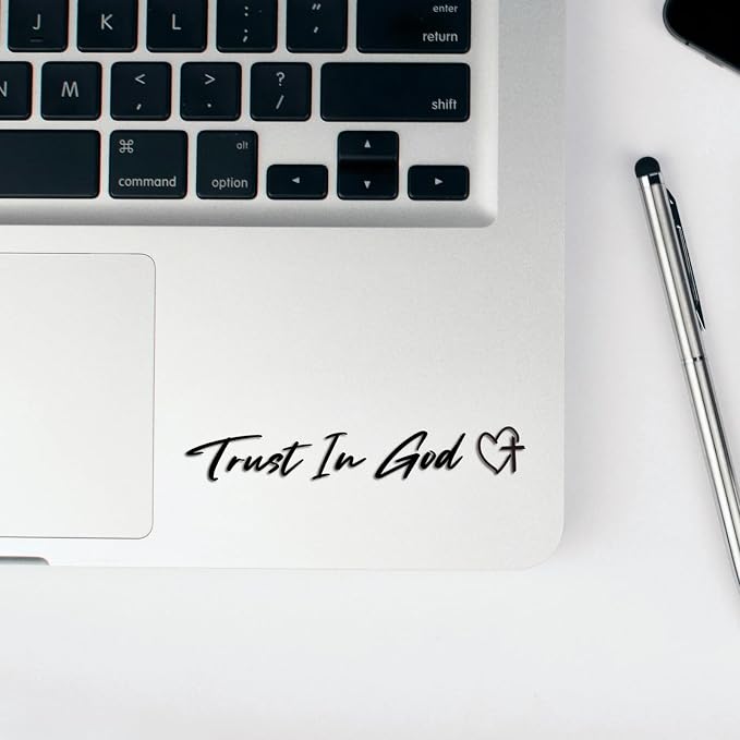 3 x Trust in God Cross Black Car Mirror Decal Stickers for Cars Rearview Mirror Decal for Women Cute Decals Vinyl Affirmation Stickers for Window, Mirror, Tumbler, and Water Bottle