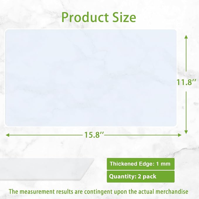 Clear Silicone Mats for Kitchen Counter: 11.8” x 15.8” (1mm) Non-slip Countertop Protector Liner - Non-Stick Heat Resistant Baking Mat Pastry Translucent 2/Pack