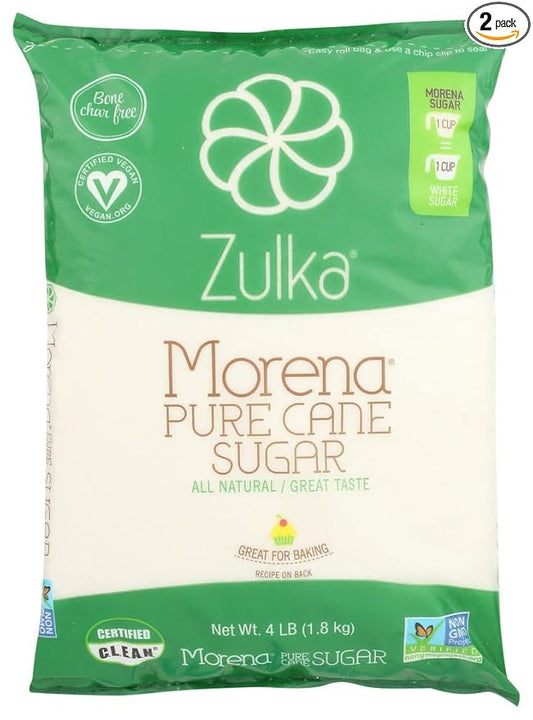 Zulka Morena Pure Cane Sugar, Unfined & Non-gmo All Natural Sugar (Bag size and quantity may vary for a total of 8lbs), Set of 2