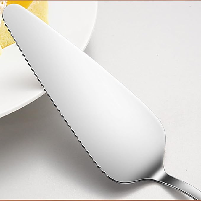 Cake Pie Server, 2 Pack Stainless Steel Pizza Pastry Cake Slicer Server Set, Cake Cutter with Serrated Edges for Kitchen, Restaurants, Wedding, Birthdays and Parties