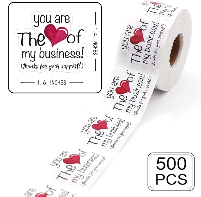 You're The Heart of My Business Thanks for Your Support Stickers,Business Order Thank You Small Handmade Mail Package Stickers 500 PCS
