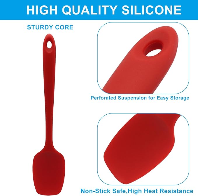 11in Heat Resistant Silicone Spatula,High Temp Flexible Kitchen Scrapers Food Grade Bowl Scrapers,Seamless Baking Supplies Scratch-Proof for Scraping Non-Stick Pans Cooking(Red2)