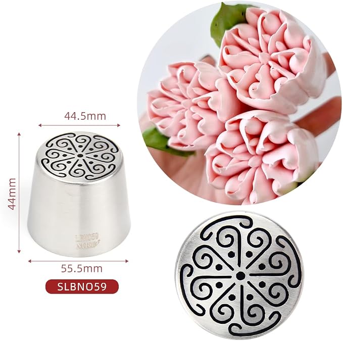 1 Piece Stainless Steel XXL Russian Flower Pattern Icing Tips,Pastry Frosting Russian Piping Tips for Cake Bouquet,Flower Frosting Nozzles for Decorating,Cake Piping Nozzles