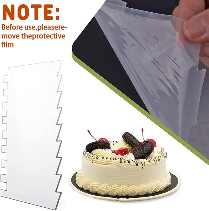 9-Piece Clear Cake Decorating Scraper Set – 4Pcs Large Acrylic Icing Smoothers and Edge Combs,5Pcs Flexible Plastic Cake Scraper Smoother,Mousse Baking Projects for Buttercream, Frosting (clear)