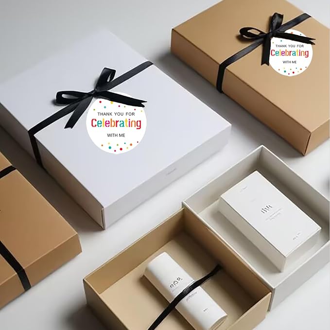 120xThank You for Celebrating with Me, Wedding Stickers,Party Favor Labels,Round Colorful Dot Labels,Sweet Desserts Favor Tags for Birthday Anniversary,Graduation,Cookie Bakery Stickers,Envelope Seal