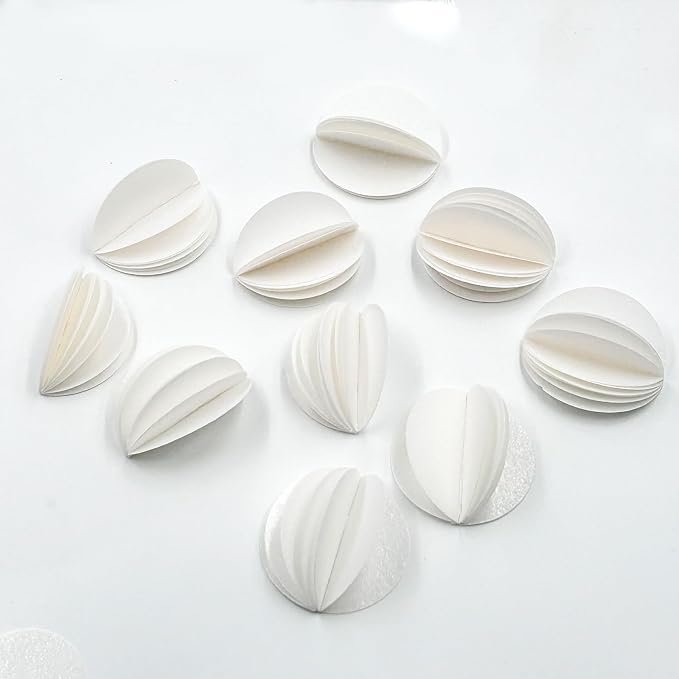 60PCS/80PCS Wafer Paper Round Pieces 3D Spherical Cake Edges Rice Paper Swan Rose Flower Round Cupcake Decoration Inserts (60, White, small)