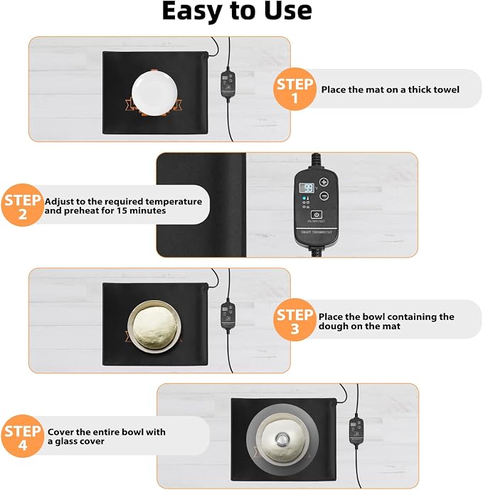Bread Proofer Bread Dough Starter - Adjustable Temperature 59°F - 140° F Dough Proofer with Thermostat Control Bread Warming Mat