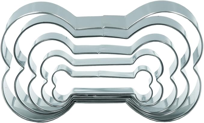 Dog Bone Cookie Cutters Set,5 PCS Set Bone Shaped Stainless Steel Molds for Handmade Dog Treats,Biscuit,Cookie,Vegetables,Baking Pastries Doughs
