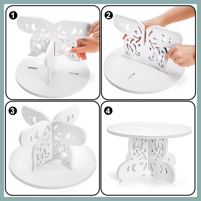 2 Pack 12 Inch Butterfly Cake Stand, PVC Cupcake Stand, Dessert Display Holder, Party Table Cake Serving Platter for Wedding, Birthday, Baby Shower, Tea Party, Home Centerpiece Decor