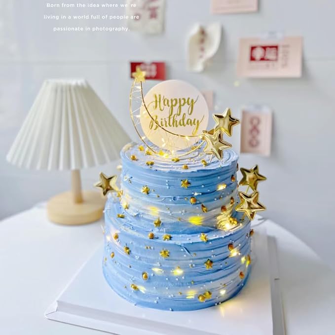 Sentovac Edible Gold Star Sprinkles | Edible Cake Cupcake Sprinkles 1 Bottle 4.23oz/ 120g | Cookie and Ice Cream Topper Decorations Large and Small Edible Stars (Gold Star)