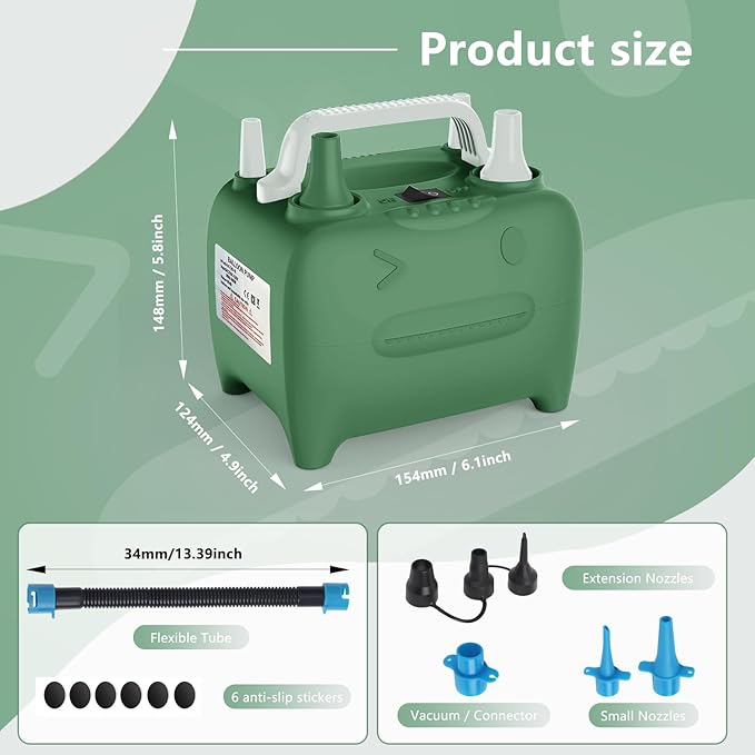 OWill Balloon Pump Electric, Multipurpose Balloon Inflator Electric Air Pump, Portable Dual Nozzle Balloons Air Pump Electric 600W Blow Machine for Party Decoration