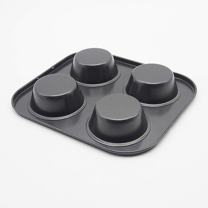 4 Cup Muffin Pan 8.5x 7.48” Air Fryer Small Oven Cupcake Baking Pan | Carbon Steel Nonstick No Toxic Bakeware 2 Pack Toaster Oven 1-2 Person Use