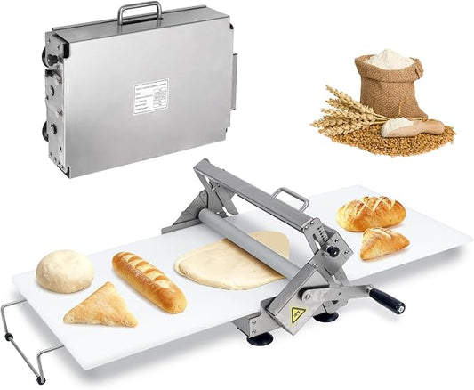 40.9''x15.5" Folding Dough Sheeter with Sheeter Board Portable Manual Dough Roller Machine Stainless Steel Sheeter Thickness Adjustable for Pizza Dough, Puff Pastry Dough (Silver 1)