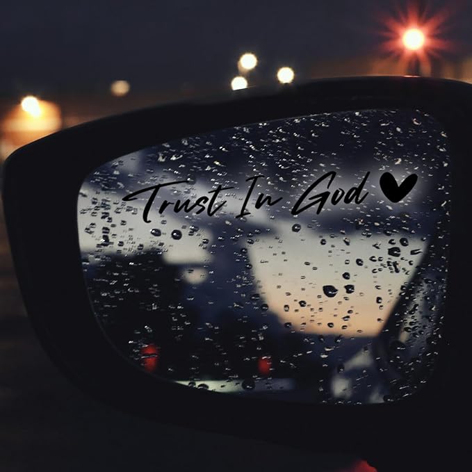 3 x Trust in God Car Mirror Decal Black Stickers for Cars Rearview Mirror Decal for Women Cute Decals Vinyl Affirmation Stickers for Window, Tumbler, and Water Bottle
