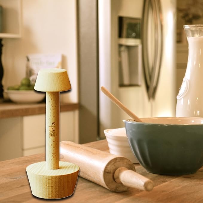 Tart Tamper Pastry Tamper Mini Pan Wood Wooden Shell Dough Muffin Metal by MSART for Making Muffin, Pecan Pies, Cheesecakes and Desserts.
