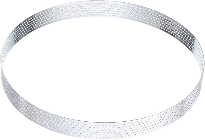 HARFINGTON Stainless Steel Tarts Rings 7.5" Perforated Metal Circle Baking Dessert Mousse Round Cake Ring Non Stick for Home Kitchen Food Cheese Making Tool