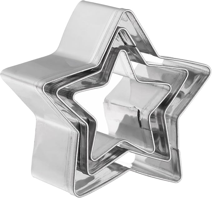 HARFINGTON 3Pcs Star Cookie Cutters Set Assorted Sizes Stainless Steel Five-Pointed Star Cookie Cutters Biscuit Mould for Pastry Fondant Cake Cookie
