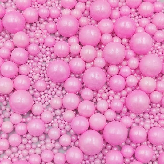 Edible Pearl Sugar Sprinkles Pink Candy Mixing Size Baking Edible Cake Decorations Cupcake Toppers Cookie Decorating Celebrations Wedding Valentines Easter Halloween Christmas Supplies 120g/ 4.23oz