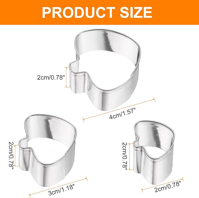 HARFINGTON 3Pcs Spade Cookie Cutters Set Assorted Sizes Stainless Steel Holiday Cookie Cutters Biscuit Mould for Pastry Fondant Cake Cookie