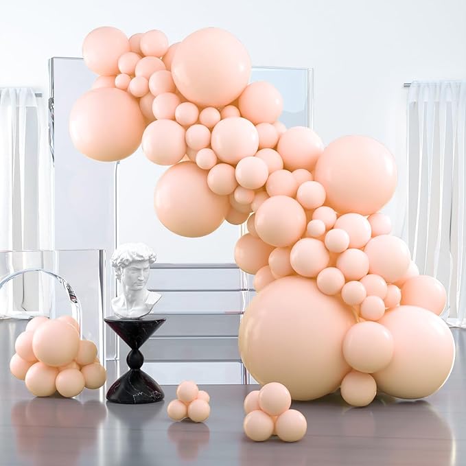 PartyWoo Pastel Orange Balloons 127pcs Different Sizes of 36 18 12 10 5 Inch Light Pale Orange Peach Latex Balloon Arch Kit Garland for Wedding Baby Shower Girl Birthday Party Decorations Orange-Q02