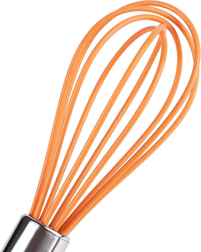 BAEKZ Multi-Color Mini Silicone Kitchen Whisks with Stainless Steel Handles Milk Beater Egg Beater Balloon Whisk for Blending Stirring Whisking and Beating(6.2in, Four colorsl, 8)