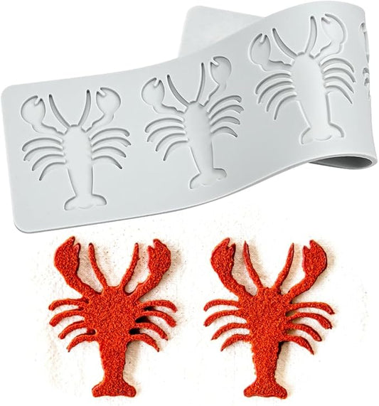 mostsom Sugarcraft Lace Mold Cake Border Decoration Lace Mat for Fondant Wedding Cake Decorating Baking Cake Decorating Crayfish Tools (E_ Crayfish)