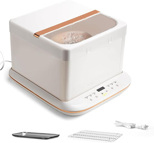 Folding Bread Proofer Box – 0-120°F Digital Temp & 9H Timer, Space-Saving Dough Proofing Box with Clear Window & Shelf for Sourdough/Pizza/Home Baking
