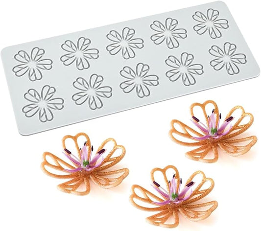 mostsom Silicone Five-Leaf Shape Fondant Molds Chocolate Mould for Cake Pastry Decor Baking Gumpastes Moulds Decoration Sugar Lace Mat (H_ Five-Leaf)