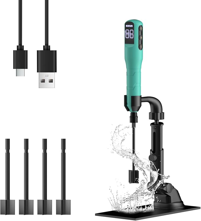 Rechargeable Resin Mixer with Stand | 3 Speeds Control | Timed Stop Function | 4 Electric Stirrer Paddles for Epoxy Resin, Silicone, Paint Mixing, Soap Making, Resin Tools, DIY Crafts (Light Green)