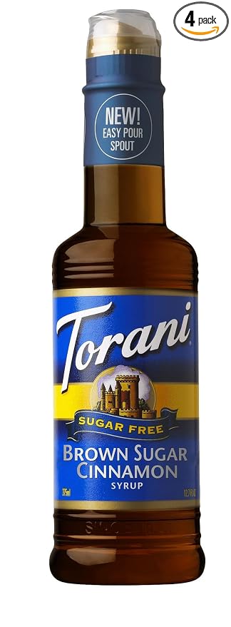 Torani Sugar-Free Flavored Drink Syrup, Brown Sugar Cinnamon, 12.7 Fl Oz Bottle (Pack of 4)
