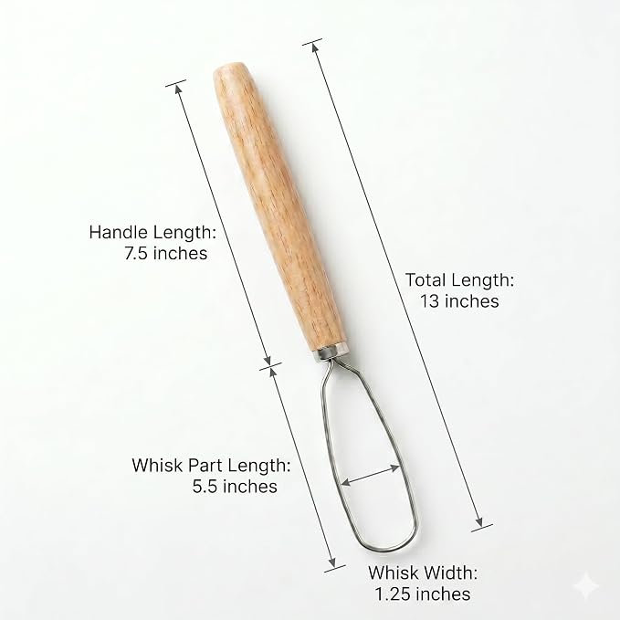 Jar Whisk | Stainless Steel with Wooden Handle | For Sourdough Starter, Peanut Butter, Almond Butter, Cashew Butter, Protein Shakes, Tahini, Yogurt, Sauces, Jams and Jellies, Honey and Pancake Batter