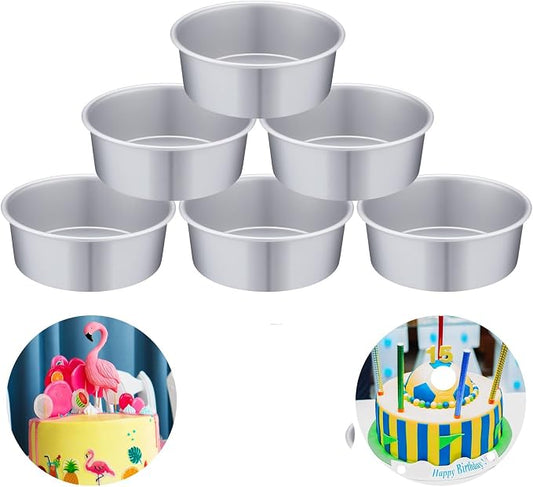 Nuenen 6 Pcs 8 Inch Round Cake Pans Aluminum Round Mold Smash Cake Baking Cheesecake Pans for Home Party Baking Supplies