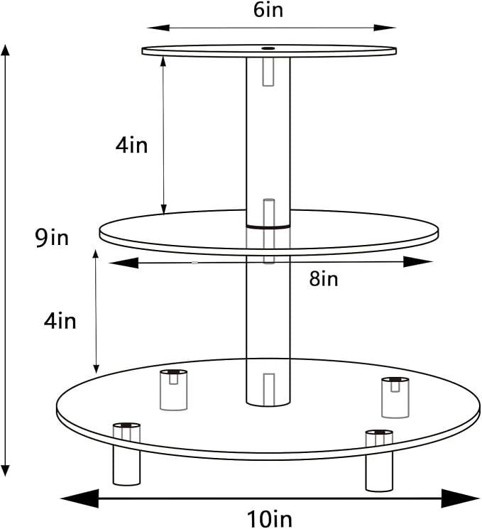3 Tier Acrylic Cupcake Stand, , Clear Dessert Tower Holder Display with Base for Baby Shower, Birthday Party,Wedding,Christmas,Reception (Black)