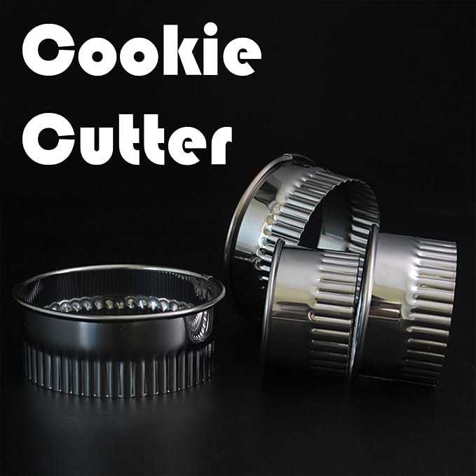 Stainless Steel Cookie Cutters Set of 4, Fluted Edge Round Pastry Cutters(Size: 1.8",2",2.6",3")