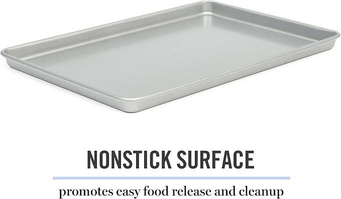 Martha Stewart Gallen 17 x 11 Inch Nonstick Carbon Steel Cookie Sheet - Silver Durable Baking Pan for Cookies, Brownies & Roasting
