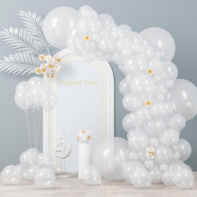 Voircoloria 130pcs Clear Balloons Different Sizes 18" 12" 10" 5" Transparent Latex Balloon Garland Arch Kit for Birthday Baby Shower Graduation Wedding Gender Reveal Anniversary Party Decorations