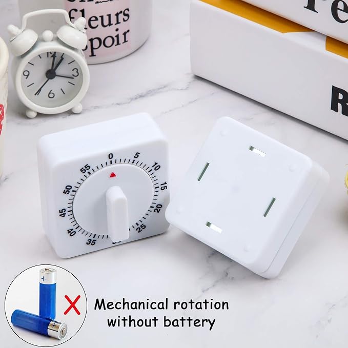 Weewooday 2 Pieces 60 Minute Visual Kitchen Timer Hour Mini Countdown Mechanical Timer Loud Voice for Kitchen, Homework, Exercise