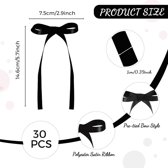 NatNarr 30 Pack Bow Cake Toppers Black Ribbon Bows for Cake Bow Cupcake Toppers Back to School Decorations Bow Birthday Decorations for Baby Shower, Wedding, Engagement, Bachelorette Party