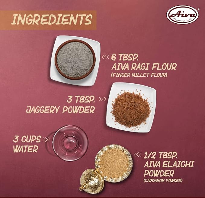 Aiva Finger Millet Flour | Ragi Flour (4 LB) – Stone-Ground Whole Grain Flour for Baking, Cooking, and Traditional Recipes
