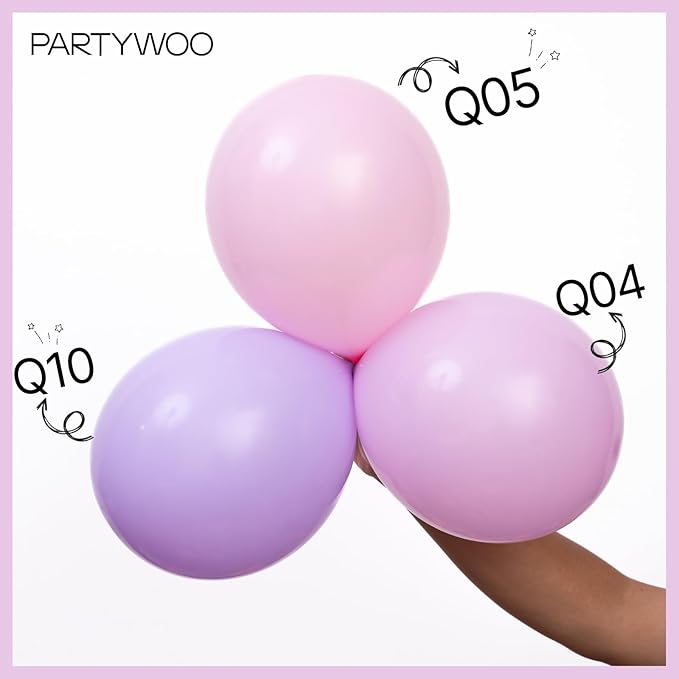 PartyWoo Pink Balloons 127 pcs Different Sizes of 36 18 12 10 5 Inch Lilac Pastel Pink Purple Latex Helium Balloon Arch Kit Garland for Baby Shower Butterfly Birthday Party Decorations Pink-Q04