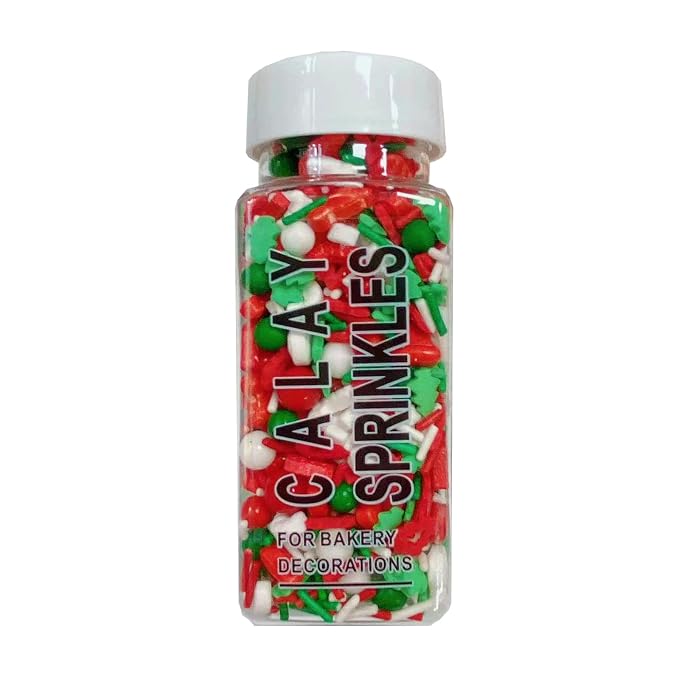 Sentovac Christmas Santa Claus Tree Sprinkle Red Green Mix Sprinkles Edible for Cake Decorating Cookie Cupcake Topper Baking Decorations Halloween Christmas Supplies 3.53 Oz