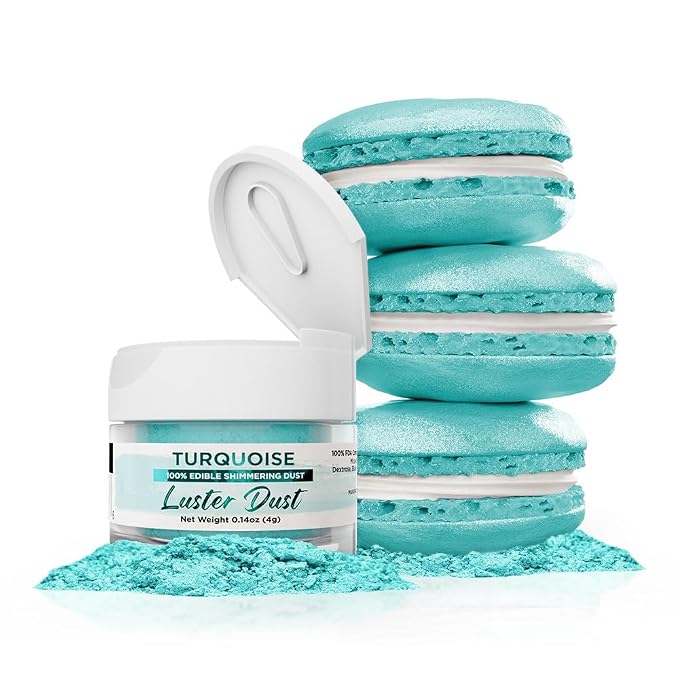 Luster Dust - Turquoise (4g 1x Jar) | Edible Vegan Dust & Paint for Cake Decorating, Ice Cream, Desserts, Cocktails and Beverages by Bakell
