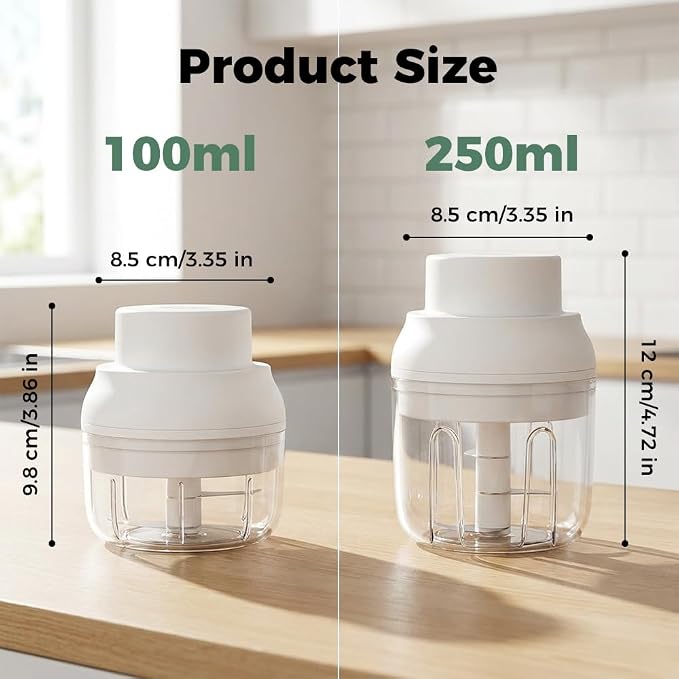 Electric Garlic Chopper, 2026 New Mini Food Processor, Rechargeable Cordless Garlic Mincer Onion Chopper, Portable Veggie Food Chopper for Ginger Chili Fruit Meat Kitchen Gadgets (White, 100ml)