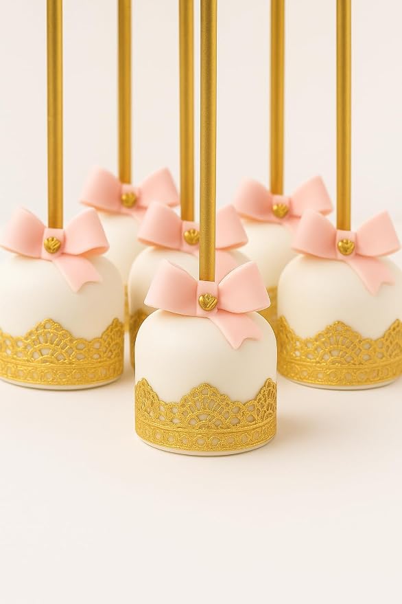 3 Pieces Shiny Gold Honeycomb Edible Sugar Cake Lace Strips - Ready to Use Handcrafted Decoration with 3D Effect