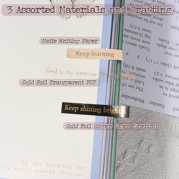48 Sheets Quote Words and Sayings with Bible Verses Journaling Stickers Books for Junk Journal Supplies, 1692Pcs Gold Foil Transparent PET Stickers for Scrapbooking, Bujo, Card Making