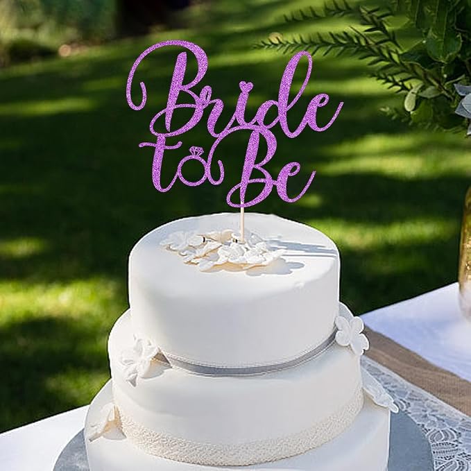 Glitter Bride to Be Cake Topper - Bridal Shower Cake Topper,for Wedding Shower/Engagement/Bachelorette/Hen Party Decorations (purple)