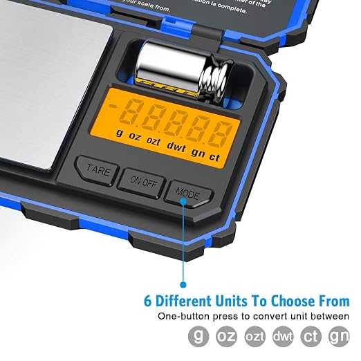 (Upgradaed) Digital Mini Scale, 200g /0.01g Pocket Scale, 50g Calibration Weight, Electronic Smart Scale, 6 Units, LCD Backlit Display, Tare, Auto Off, Stainless Steel (Battery Included)