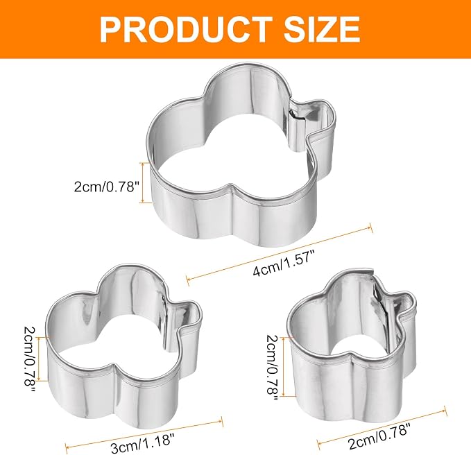HARFINGTON 3Pcs Club Cookie Cutters Set Assorted Sizes Stainless Steel Holiday Cookie Cutters Biscuit Mould for Pastry Fondant Cake Cookie