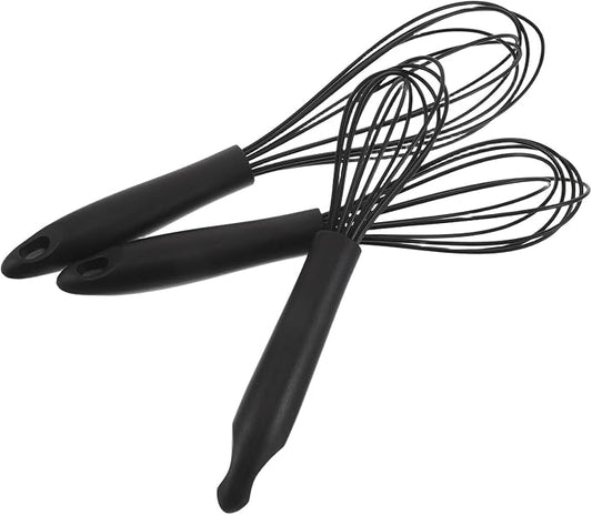 3pcs Silicone Coated Whisk Set Small Medium Large, Manual Hand Egg Whisk for Baking Bread Cooking Breakfast, Heat Resistant Kitchen Utensils for Home Use
