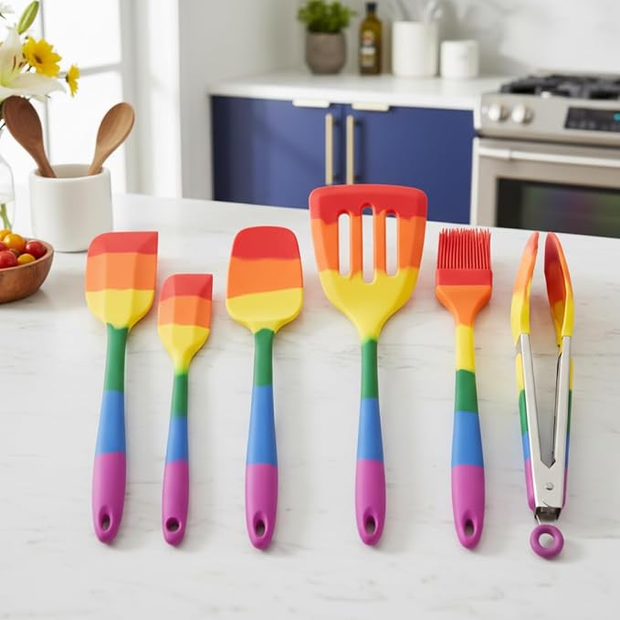 Cooking With Pride Non-Stick Mini Scraper Spatula, Heat-Safe Silicone With Iron Core, 8.5-Inch, Set of 2